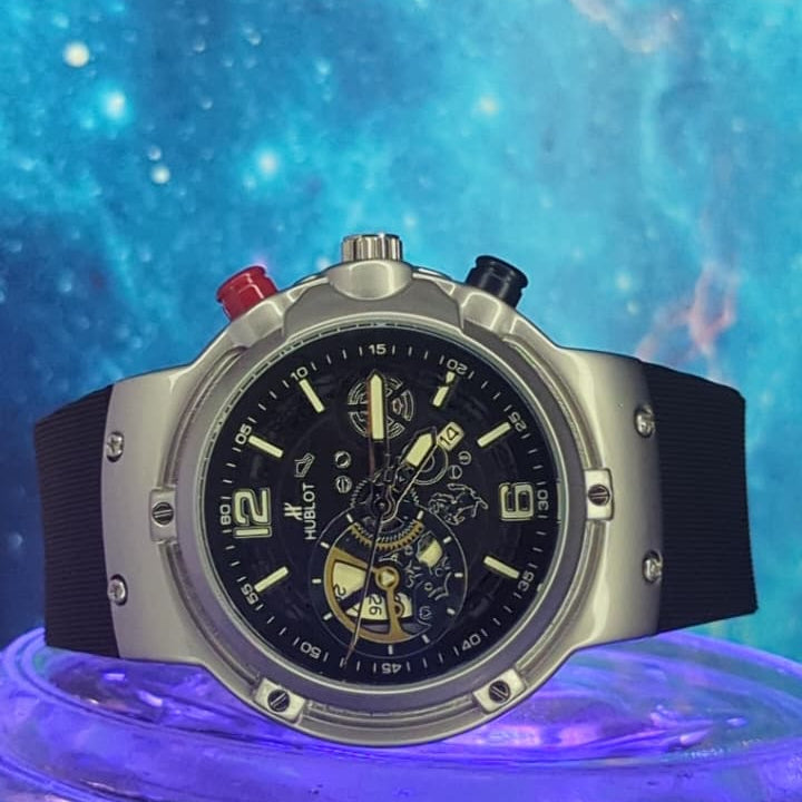 Novo Wrist Apex Chrono Quartz Watch – Steel Case, Black Dial, Sport Strap