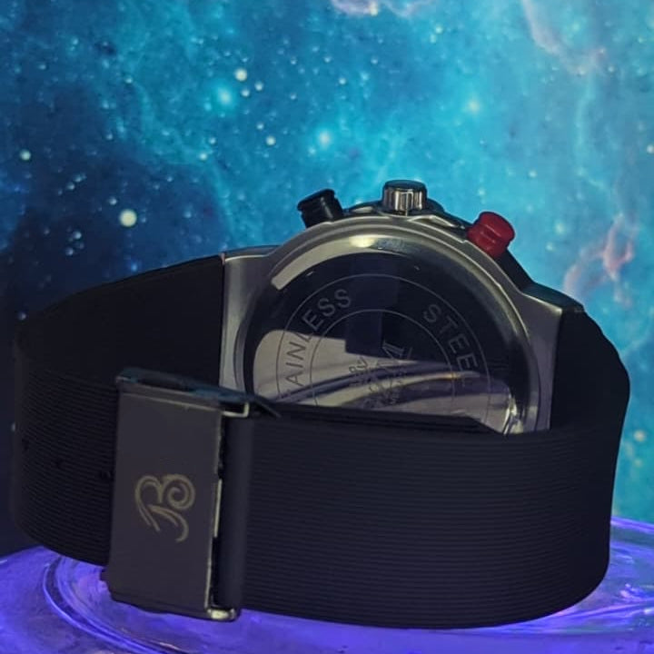 Novo Wrist Apex Chrono Quartz Watch – Steel Case, Black Dial, Sport Strap